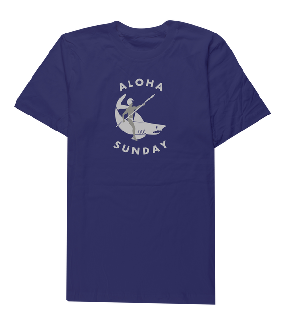 SHARK RIDER TEE NAVY - ALOHA SUNDAY