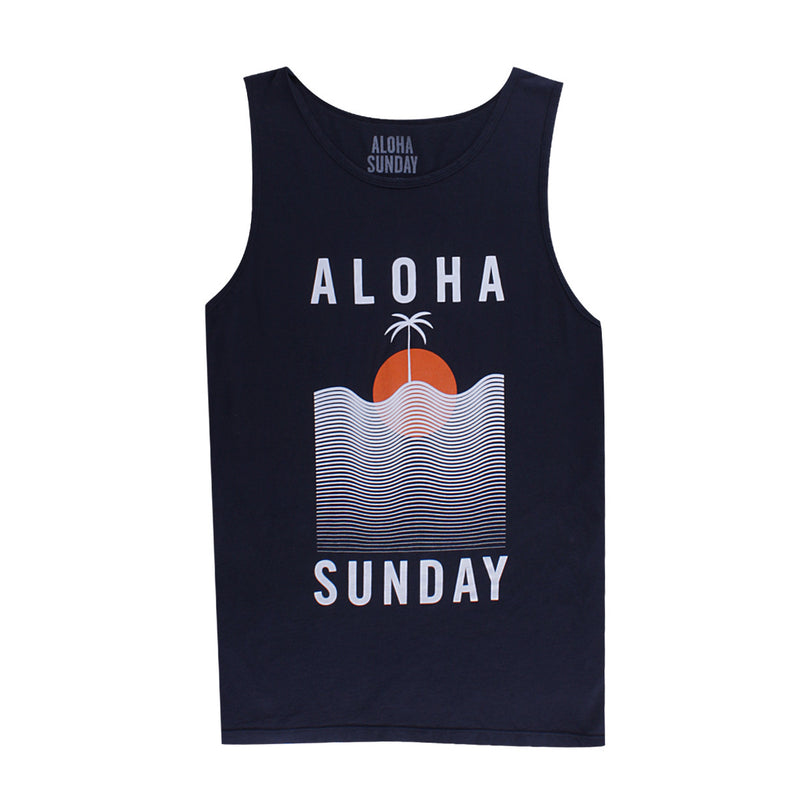 WATERLINE TANK - NAVY - ALOHA SUNDAY